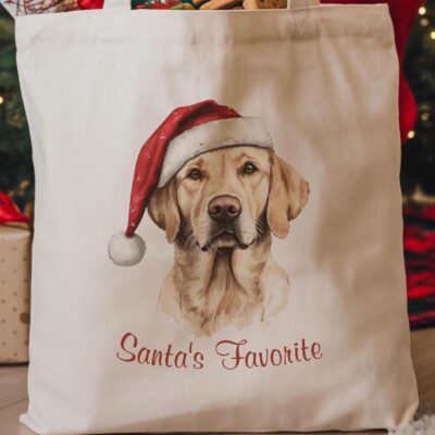 Labrador Yellow Santa Favorite Christmas Tote Bag