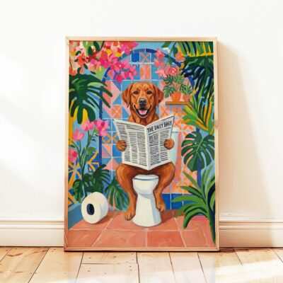 Labrador Red Toilet Matisse Style Wall Art