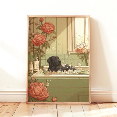 Labrador Black Enjoying Bath Wall Art