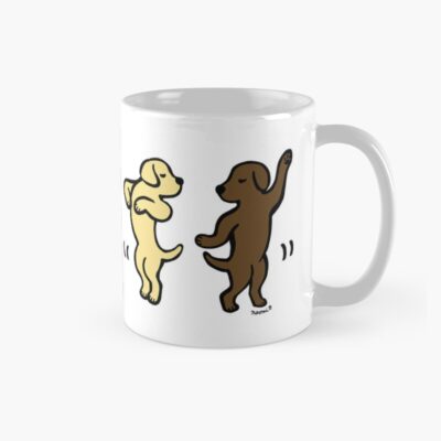 Dancing Yellow Chocolate Labradors Artwork Mug
