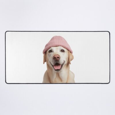 Cozy Labrador Retriever Dog Wearing Pink Mouse Pad