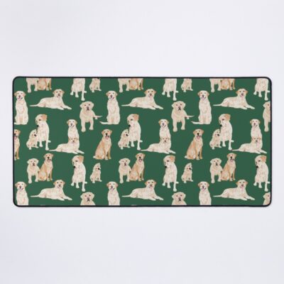 Yellow Labrador Green Artwork Illustration Mouse Pad